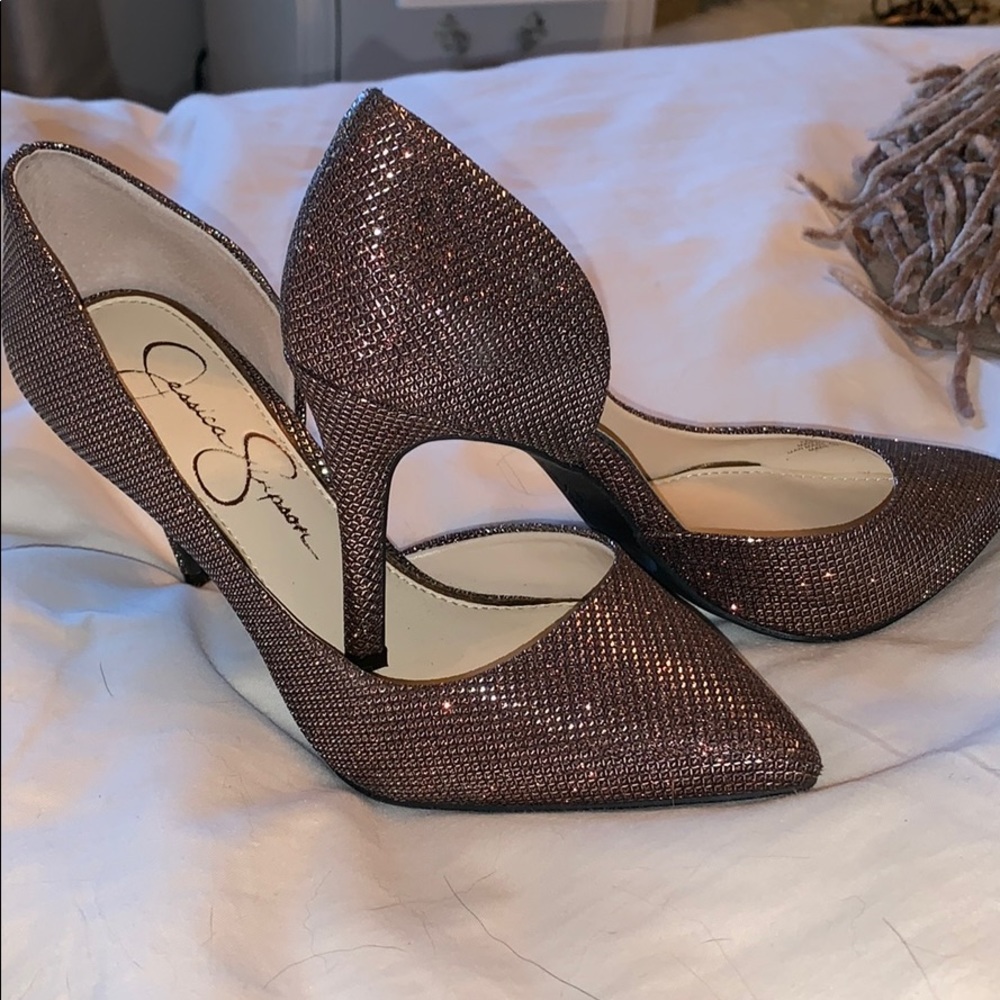 Jessica Simpson bronze heels
